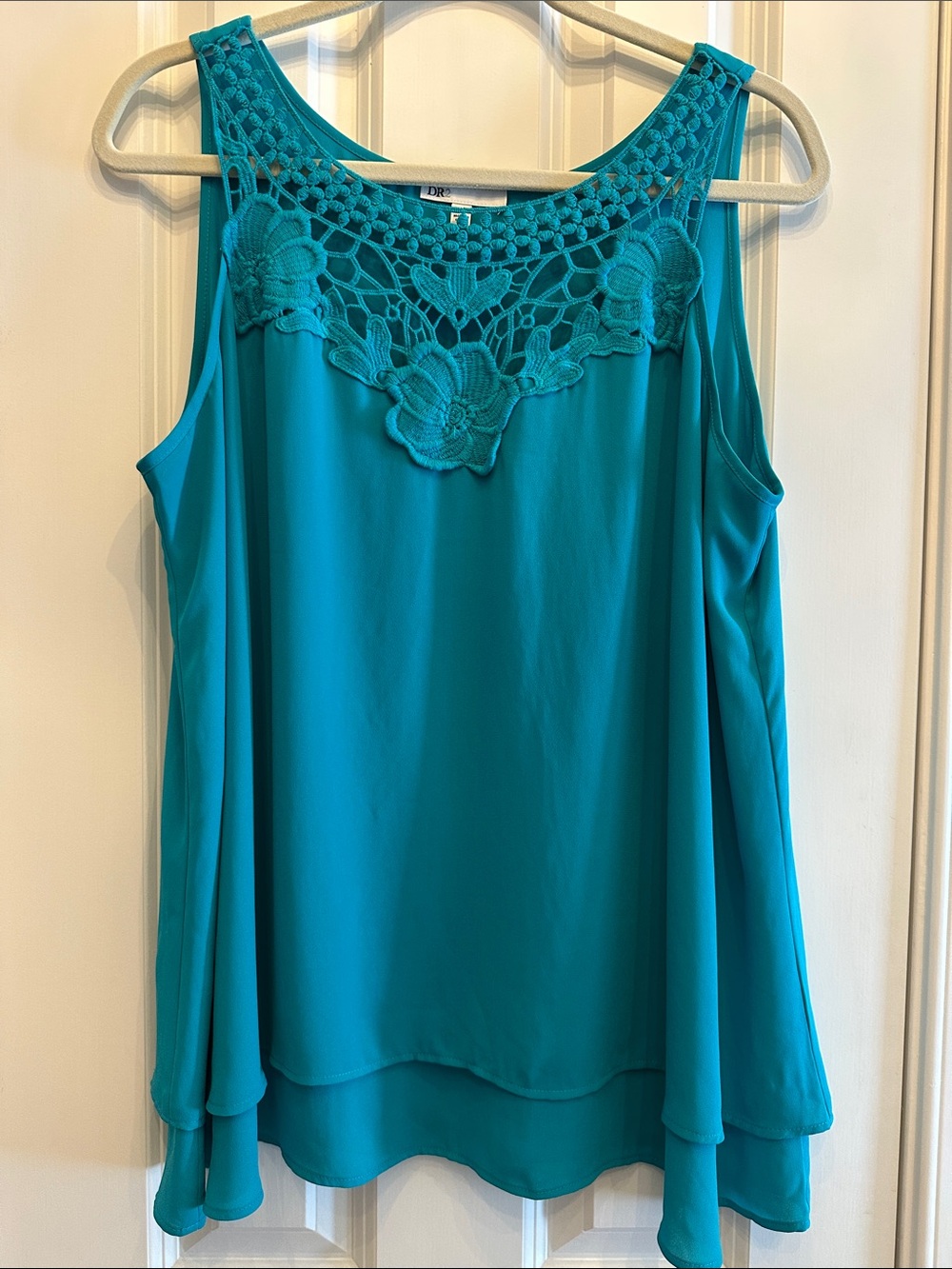 Worn twice! DR2 Sleeveless Crochet Yoke Tank Top!